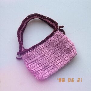 Pink and Burgundy Crochet Handbag
